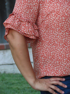 Darci Ruffle Sleeve Floral Top