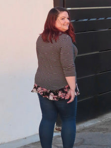 Carolyn Striped Top with Floral Bottom