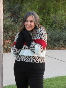 Natalie Leopard Striped Sweater