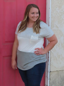 Westie Gray Striped Color Block Top