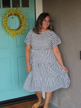 Load image into Gallery viewer, Jenna Black and White Tiered Dress
