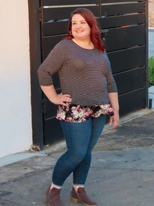 Carolyn Striped Top with Floral Bottom