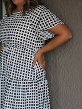 Load image into Gallery viewer, Jenna Black and White Tiered Dress
