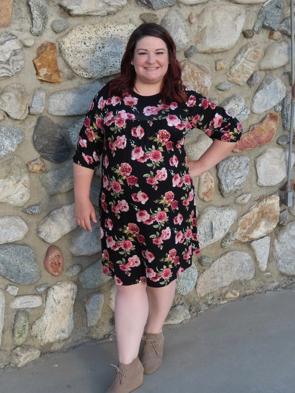 Jenny 3/4 Sleeve Floral Dress