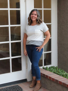 Westie Gray Striped Color Block Top