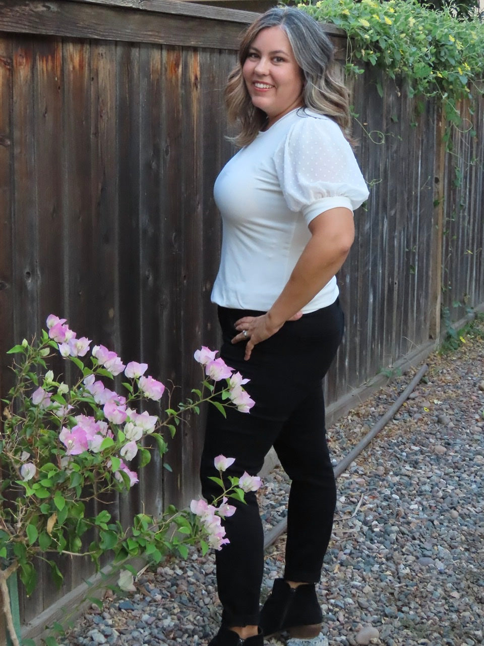 Nancy Swiss Dot Sleeve Top